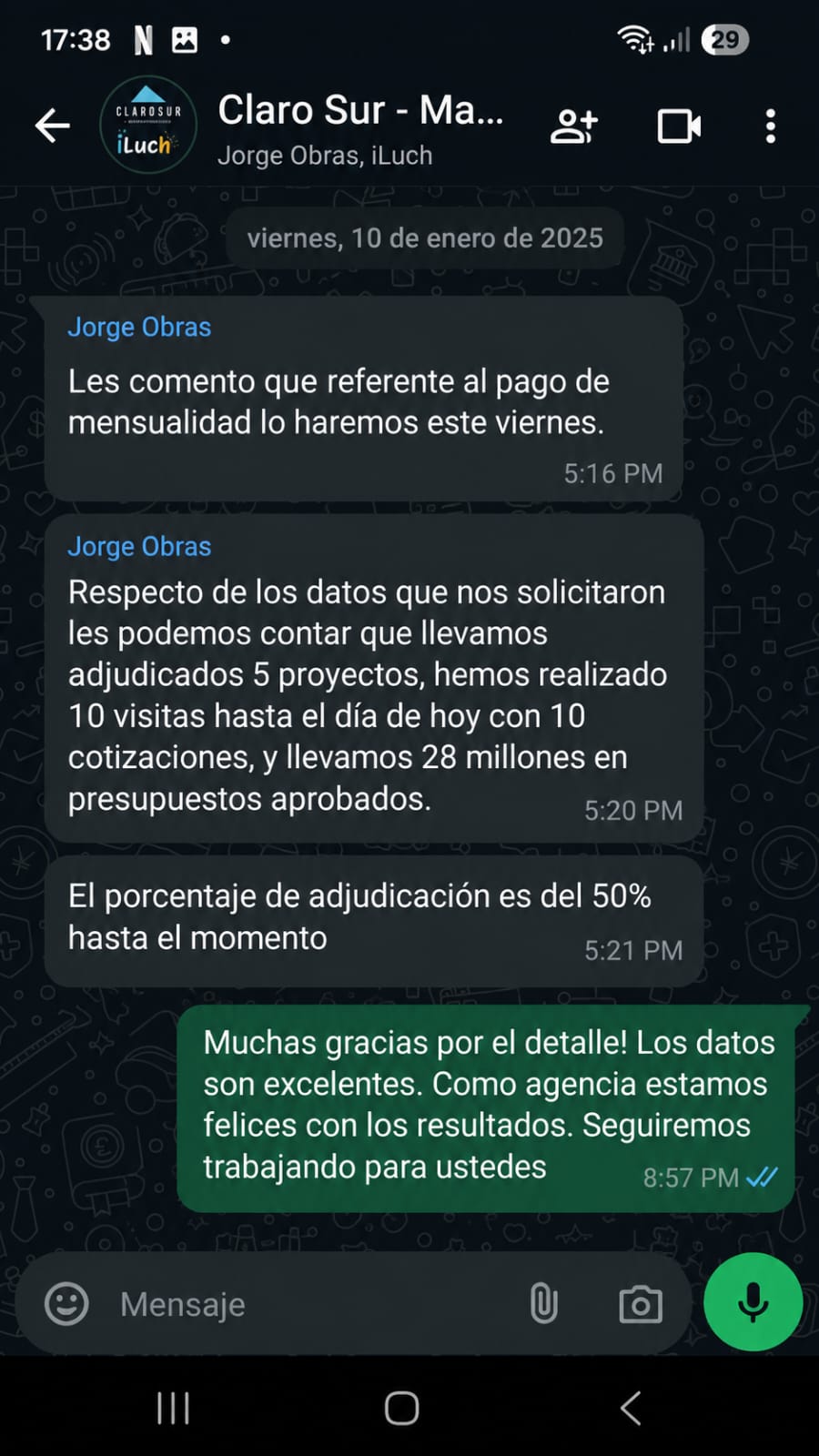 Resultado real de cliente iLuch